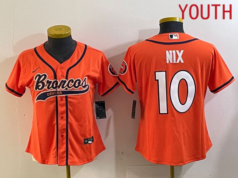 Youth Denver Broncos #10 Nix Orange Joint Name 2024 Nike Limited NFL Jersey style 1->youth nfl jersey->Youth Jersey